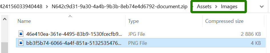 Images located under Assets folder in Images subfolder